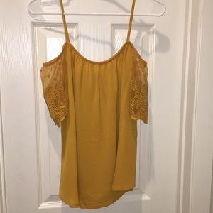 Mustard yellow Cold shoulder top